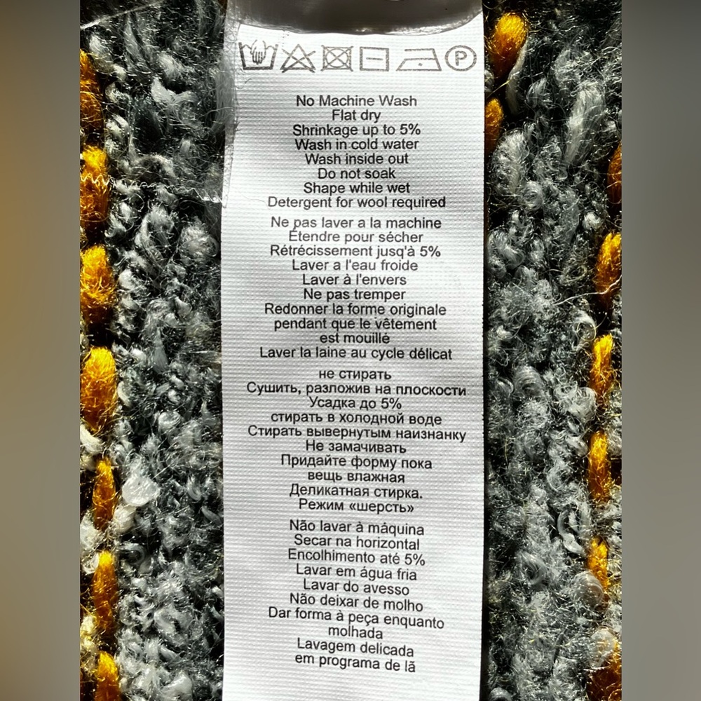 EUC Chic BY MALENE BIRGER Wool/Acrylic Colberta Stripe Sweater M Grey/Marigold - Picture 10 of 13